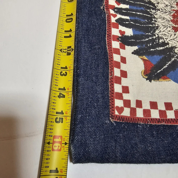 Denim Hand Made Tote Bag Purse With Red Cloud Corn Patch Sewd On (14"×16.5") see - Picture 7 of 8